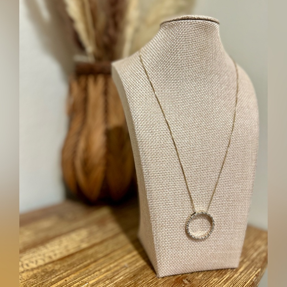 925 Sterling Silver Gold Plated Genuine Diamond Accent Circle Pendant